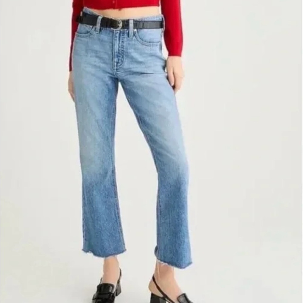 J. Crew Distressed Blue Demi Crop Boot Cut Jeans